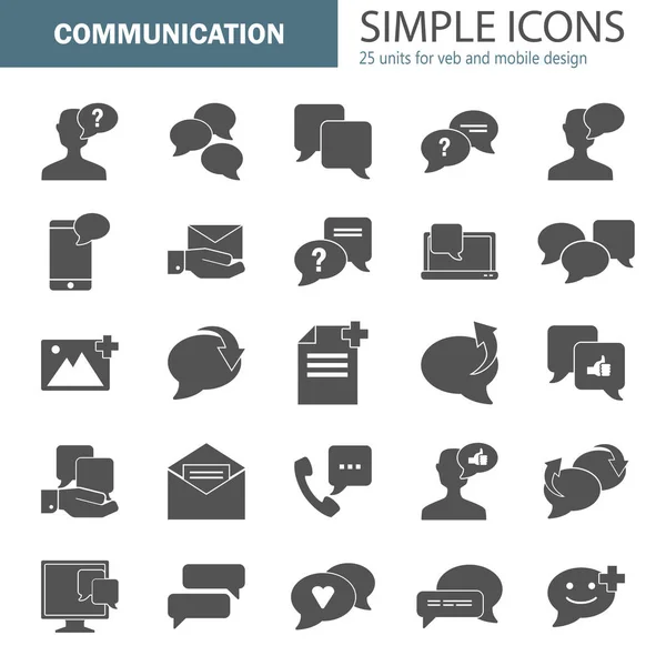 Relación de mensajes iconos universales simples para diseño web y móvil — Vector de stock