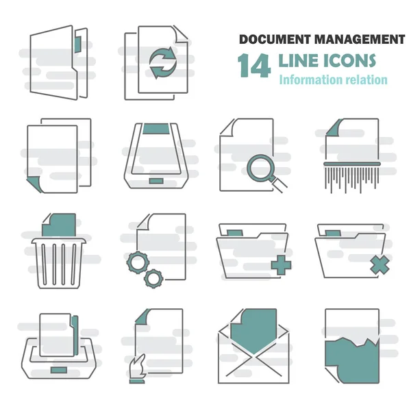 Conjunto de iconos de línea de gestión de documentos para diseño web y móvil — Vector de stock