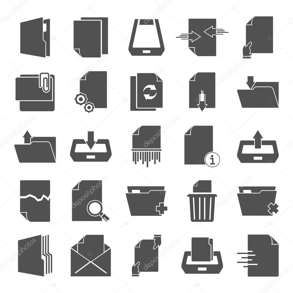 Document management simple icons set for web and mobile design