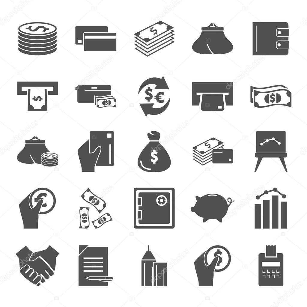 Set of money and finance simple icons for web and mobile design