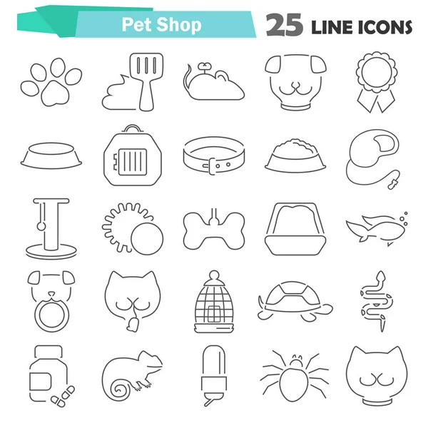 Web ve mobil tasarım için veteriner Dükkanı satır Icons set — Stok Vektör