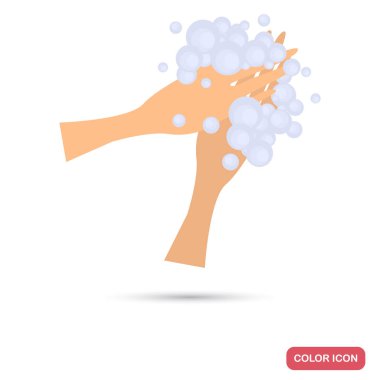 Web ve mobil tasarım için sabun köpük renk düz simge ile el