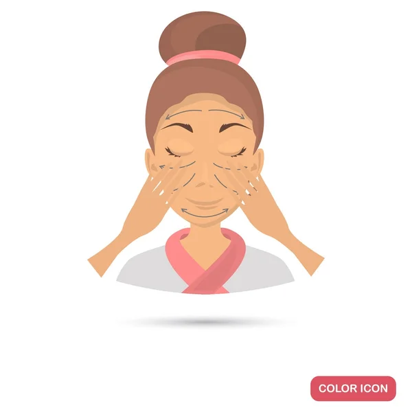 Massaggio viso colore icona piatta per web e mobile design — Vettoriale Stock