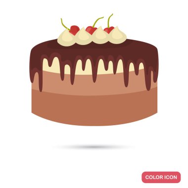Kiraz renk düz simgesi ile çikolatalı kek