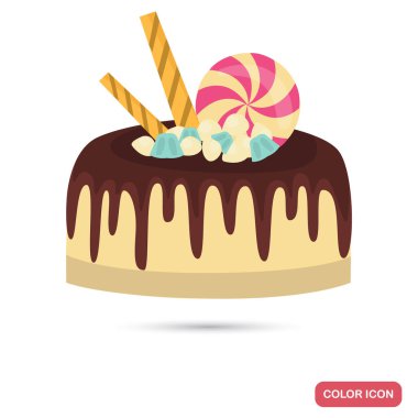 Vanilyalı pasta tatlı renk düz simgesi ile dekore edilmiştir.