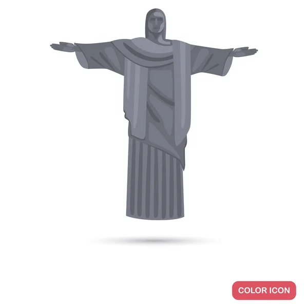 Brasil Jesus estátua cor plana ícone para web e design móvel —  Vetores de Stock