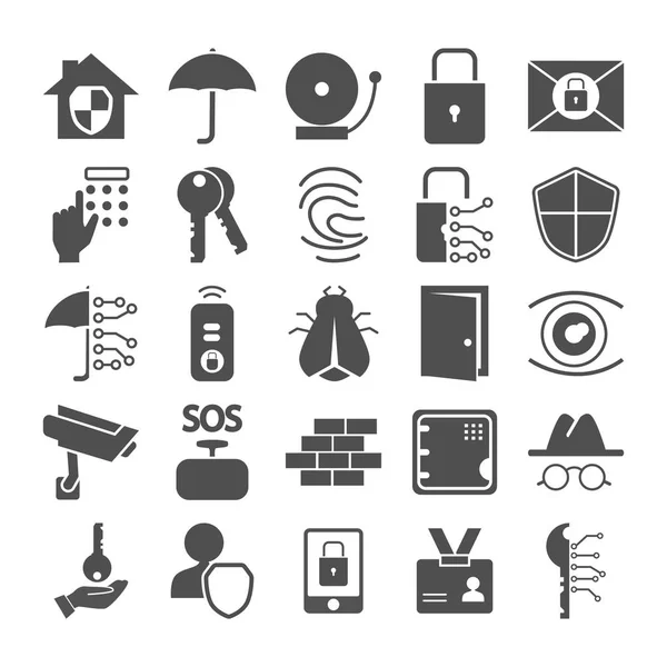 Conjunto de iconos simples de seguridad y protección para diseño web y móvil — Vector de stock