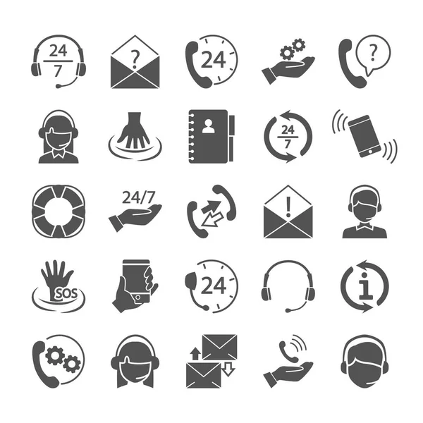 Supporto e call center semplici icone impostate per la progettazione web e mobile — Vettoriale Stock