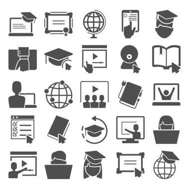 Web ve mobil tasarım için online eğitim basit Icons set