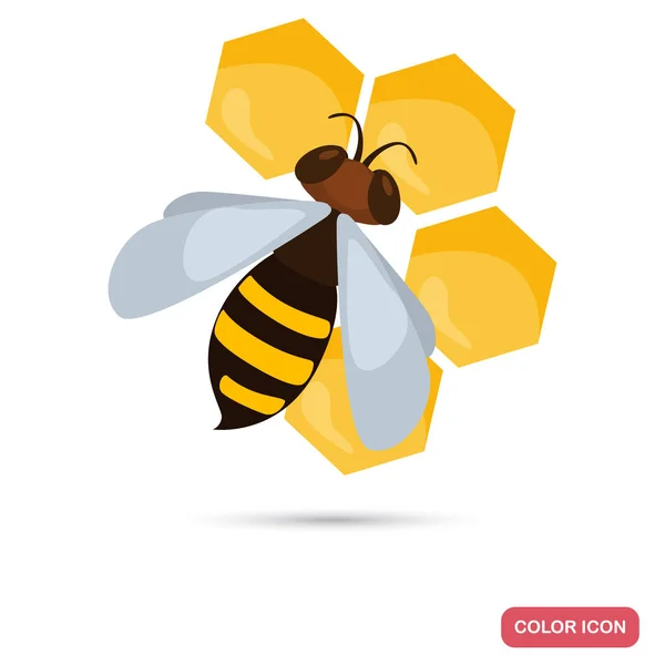 Abelha com favos de mel cor plana ícone — Vetor de Stock