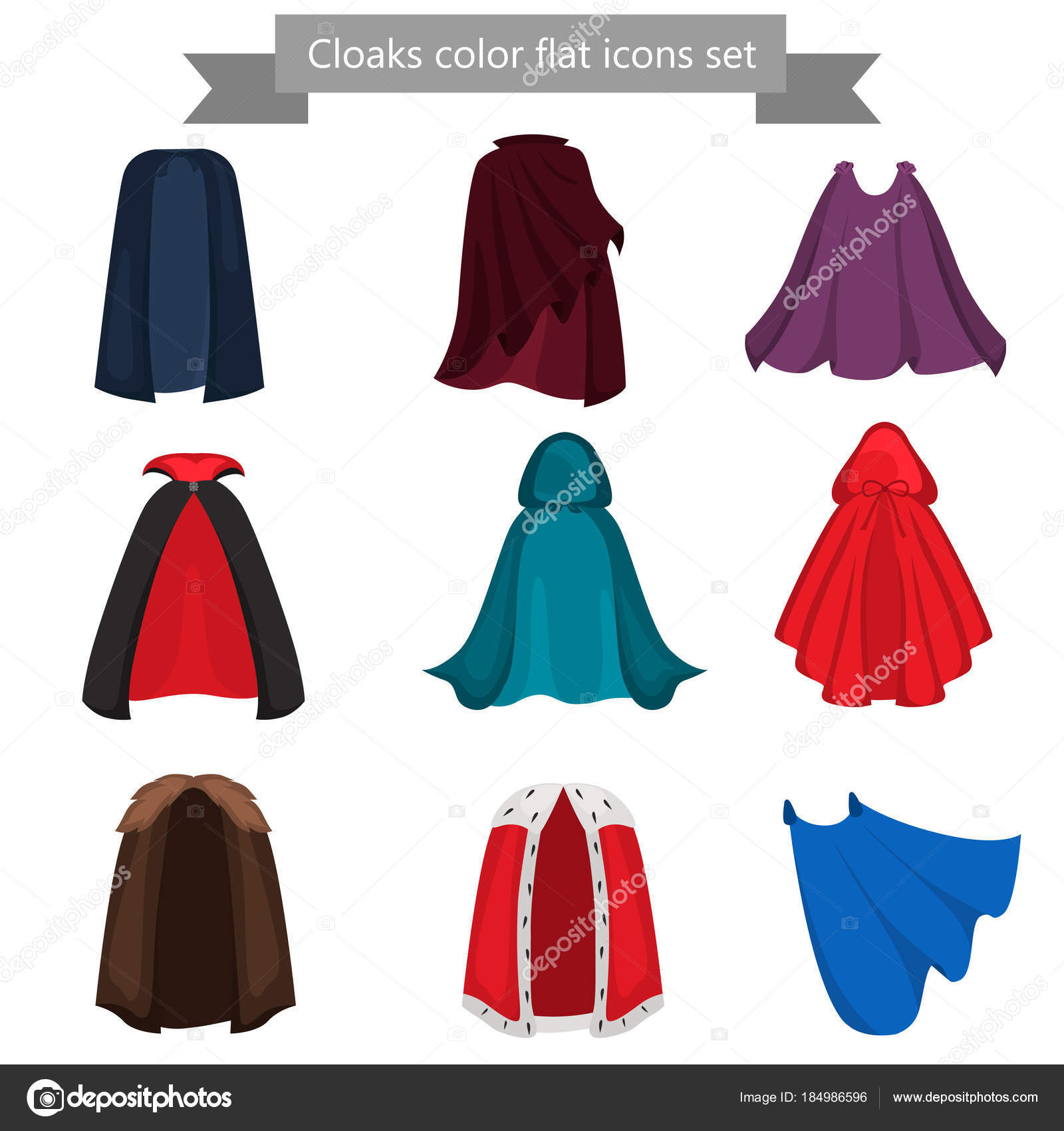 Diffeerent cloaks color flat icons set Stock Vector by ©lynxvector