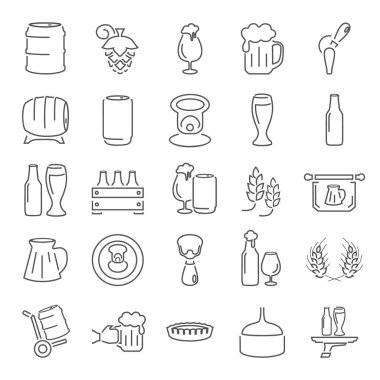 Web ve mobil tasarım için bira hattı Icons set