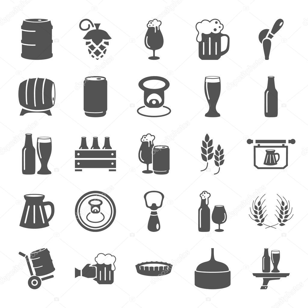 Beer simple icons set for web and mobile design