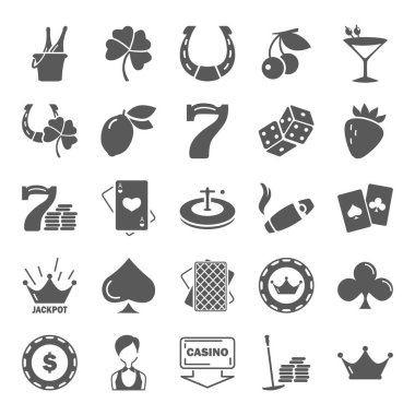 Web ve mobil tasarım için Casino basit Icons set
