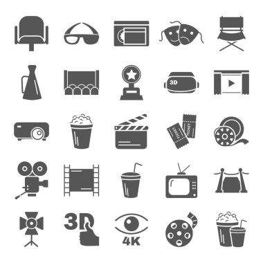 Web ve mobil tasarım için sinema basit Icons set