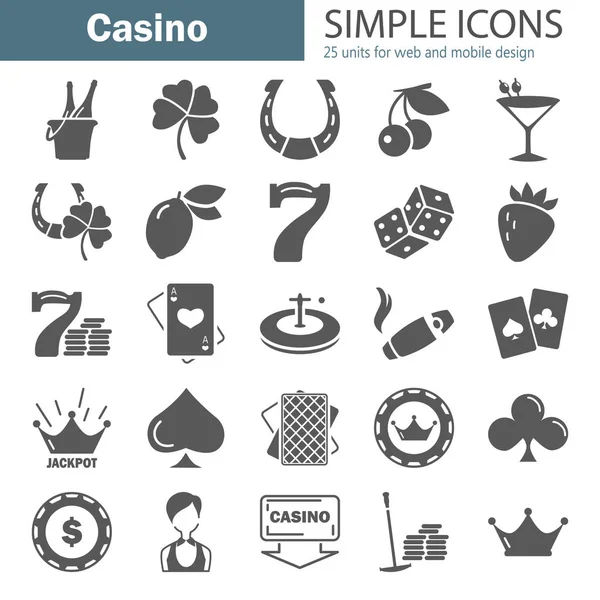 Conjunto de iconos simples de Casino para diseño web y móvil — Vector de stock