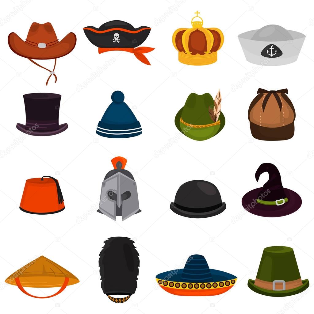 Set of different hats color flat icons — Stock Vector © lynxvector ...