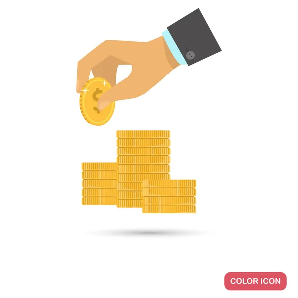 Acumulación de dinero icono plano de color — Vector de stock