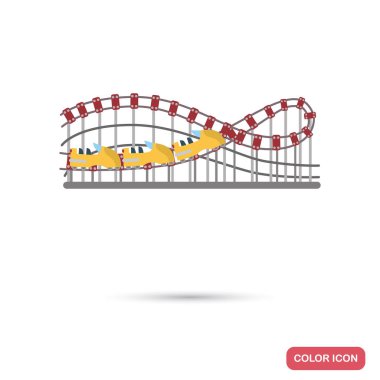 Roller Coaster cazibe renk düz simgesi