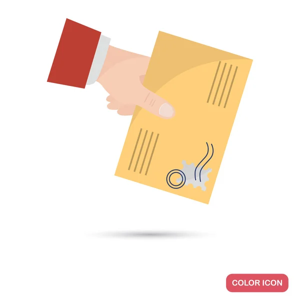 The courier is holding a letter color flat icon — Stock Vector