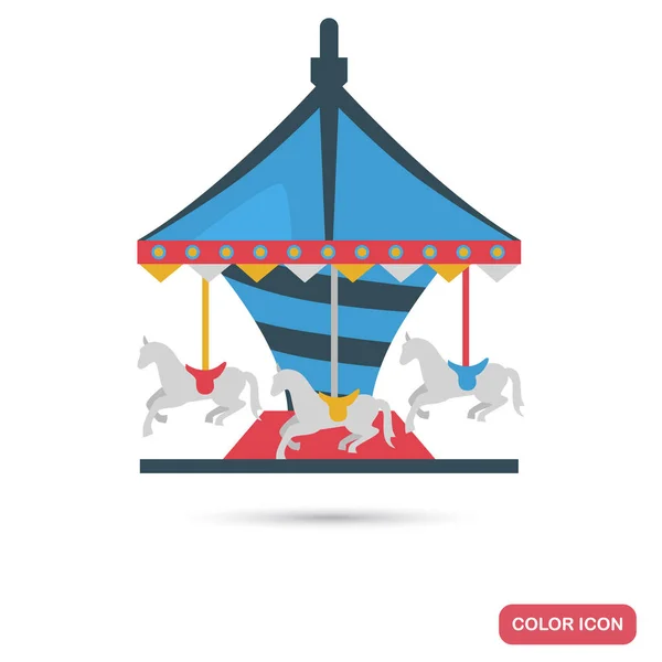 Pretpark carrousel kleur platte pictogram — Stockvector