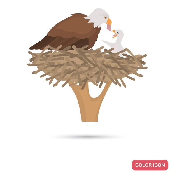 Orzeł i Laska w ikonę płaski kolor nest — Wektor stockowy