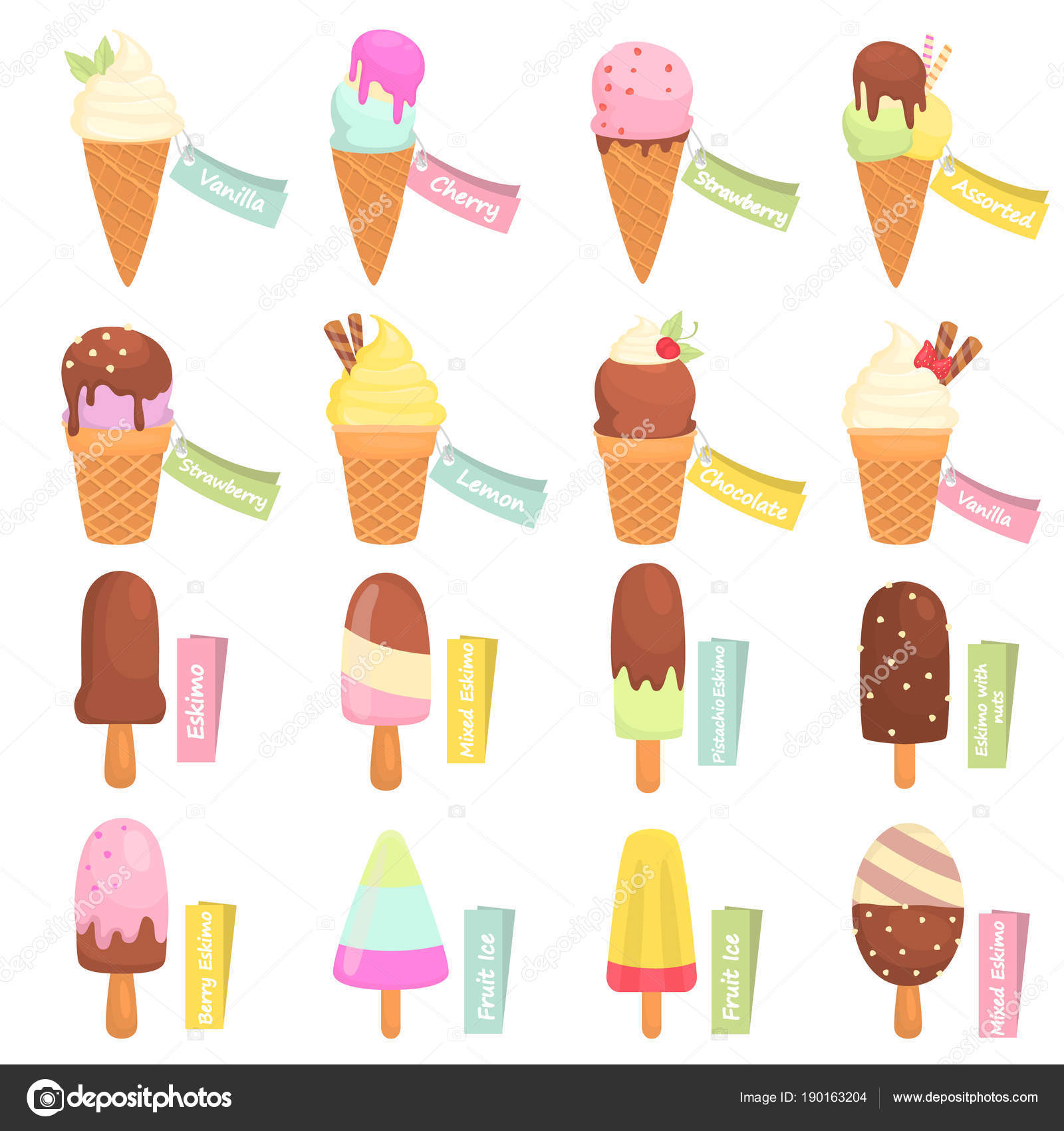 different color ice cream
