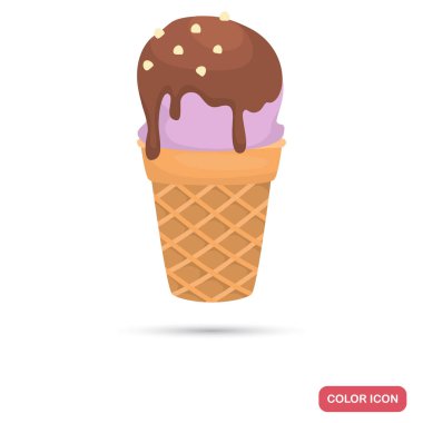 Berry dondurma çikolatalı renk düz simgesi ile bardak gofret