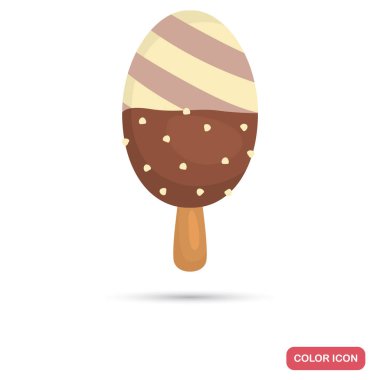 Çizgili dondurmanın içine fındık rengi düz simgesi olan çikolata sır