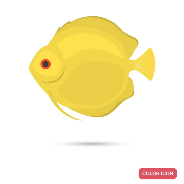 Ryb akwariowych Discus kolor ikony płaskie — Wektor stockowy