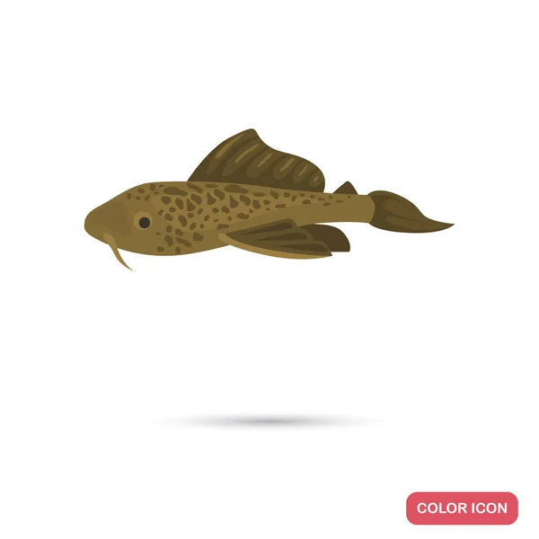 Wels Aquarium Fisch Farbe flach Symbol — Stockvektor