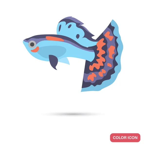 Guppy Aquarium Fisch Farbe flache Symbol — Stockvektor
