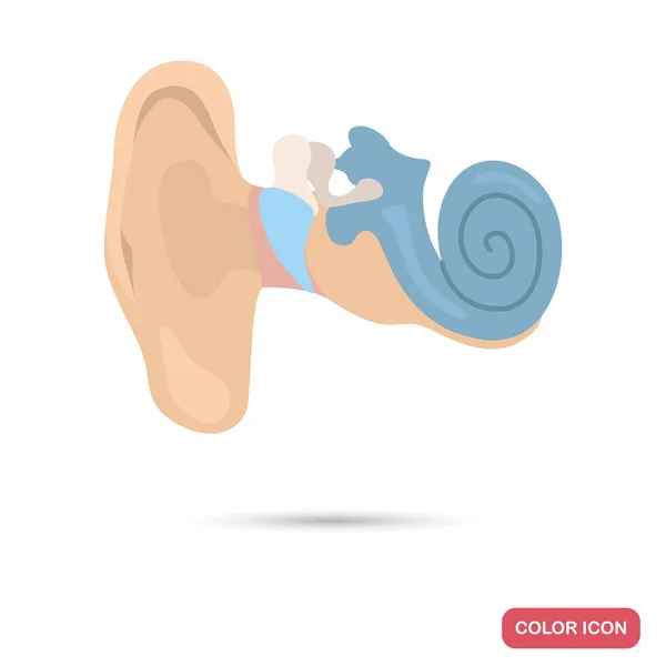 Людського слуховий апарат плоских значок кольору — стоковий вектор