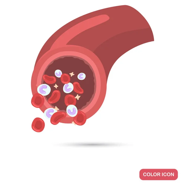 Σύνθεση αίματος στο εικονίδιο επίπεδη χρώμα φλέβα — Διανυσματικό Αρχείο