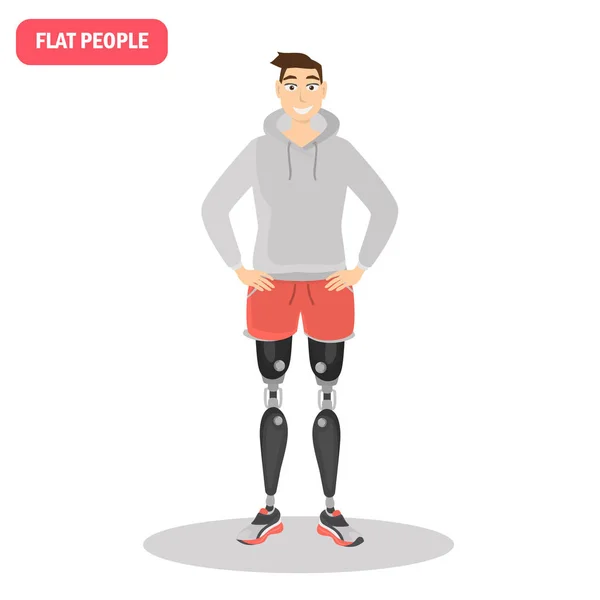 Homme avec des prothèses de jambe illustration — Image vectorielle