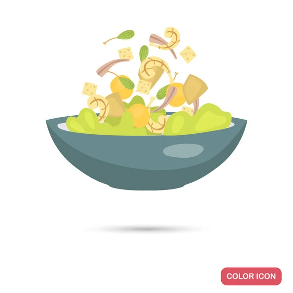 Assiette avec icône plate couleur salade — Image vectorielle