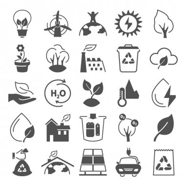 Web ve mobil tasarım için ekoloji basit Icons set