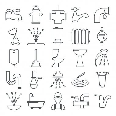 Su boruları simgeler web ve mobil tasarım için belirlenen satır