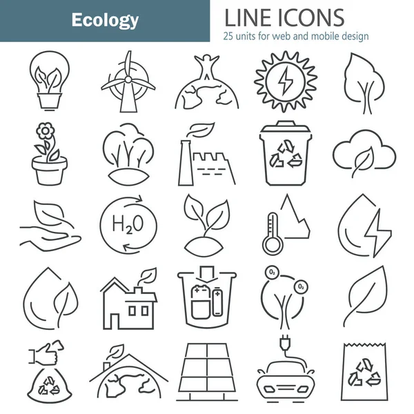 Ícones de linha ecológica definido para web e design móvel —  Vetores de Stock