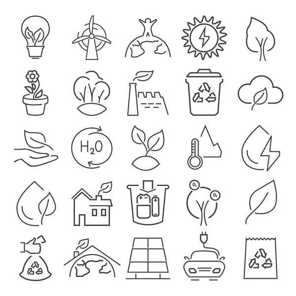 Web ve mobil tasarım için ekoloji satır Icons set — Stok Vektör