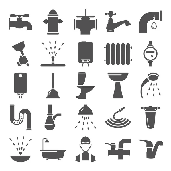 Tuyaux d'eau icônes simples fixés pour le web et la conception mobile — Image vectorielle