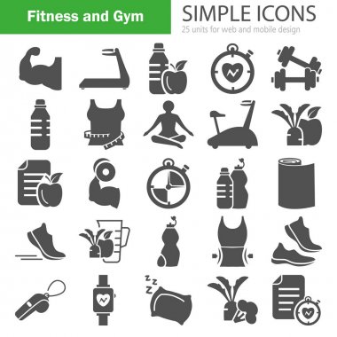 Fitness ve basit simgeler web ve mobil tasarım için eğitim