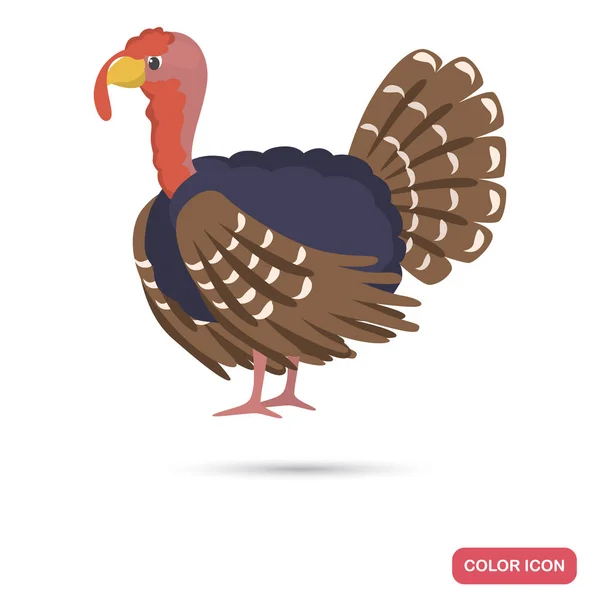 Turkije boerderij vogel kleur platte pictogram — Stockvector