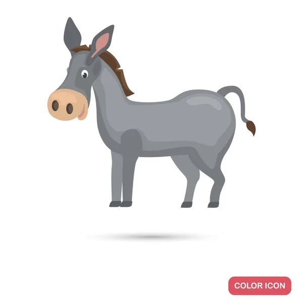 Donkey farm animal color flat icon — Stock Vector