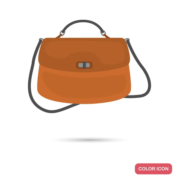 Señora bolsa de cuero color icono plano — Vector de stock