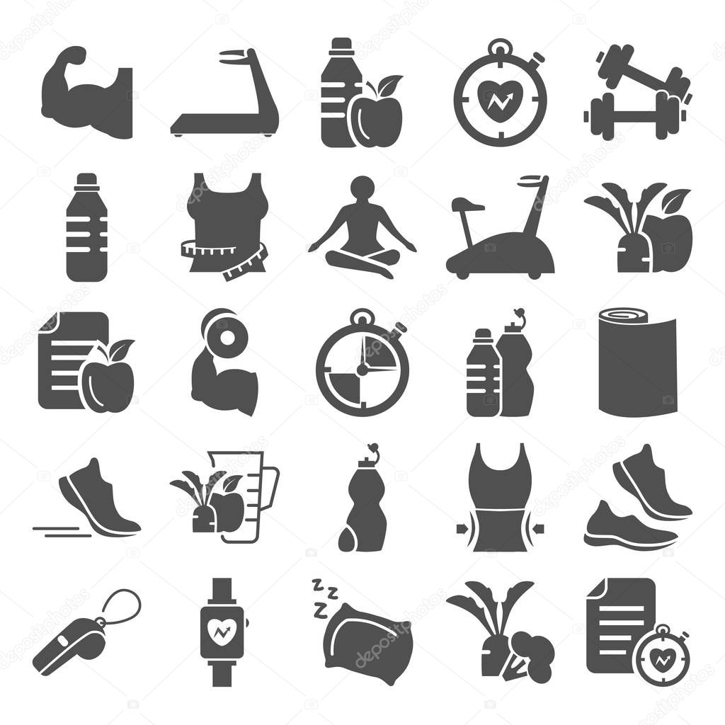 Fitness and Training simple icons for web and mobile design