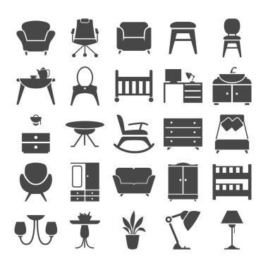 Web ve mobil tasarım mobilya basit tasarım Icons set