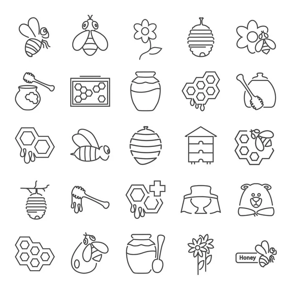 Bee keeping line design icons set for web and mobile design — Stock Vector