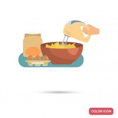 Yumurta ile şeker Mikser renk düz illüstrasyon kırbaçlanan işlemi