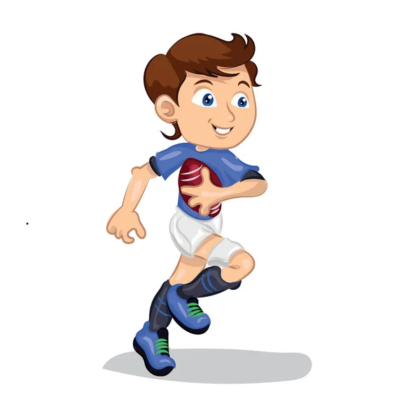 Jugador de rugby con pelota — Vector de stock